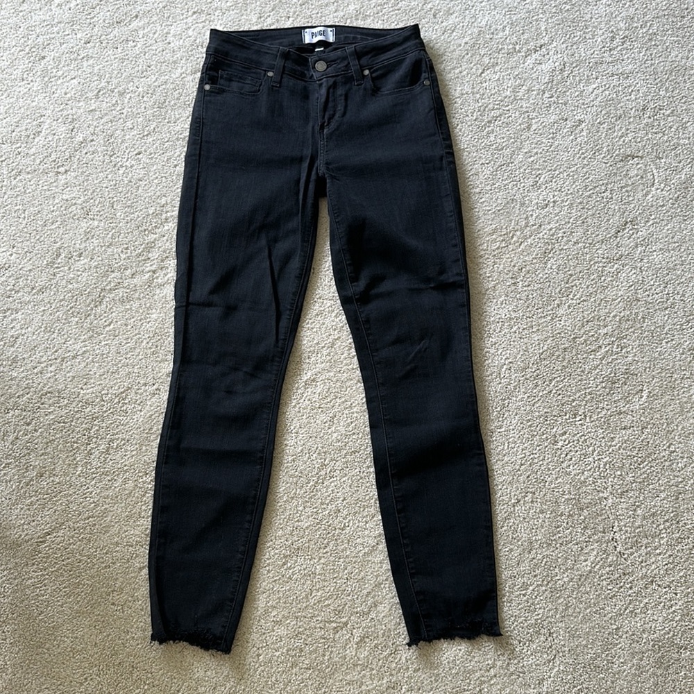 Paige Verdugo Ankle Ripped Raw Hem Black Jeans 26